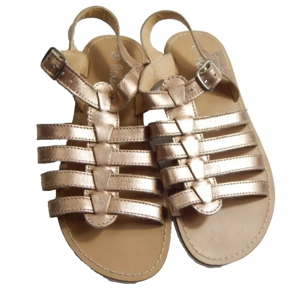 Boden Girls Gladiator Sandals Gold